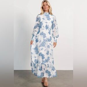Baltic Born White and Blue Luciana Maxi Dress
